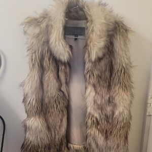 Ci Sono Faux Fur Vest in Brown and Cream